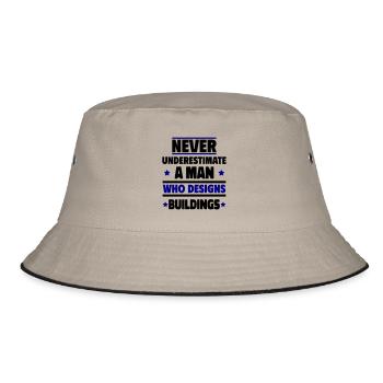 Unterschätze niemals einen Mann, der Gebäude plant - Bucket Hat - Khaki/Schwarz - Vorne