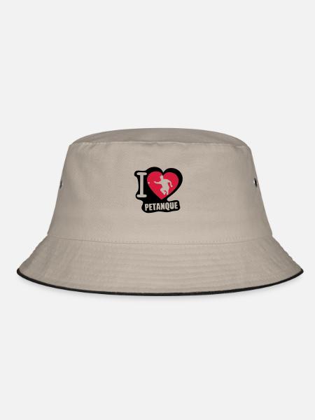 i love love Petanque boule2 - Bucket Hat - Khaki/Schwarz - Vorne