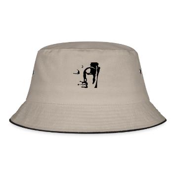 buddha face - Bucket Hat - Khaki/Schwarz - Vorne