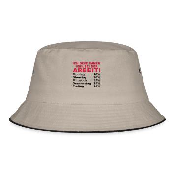 ich gebe immer 100% bei der arbeit - Bucket Hat - Khaki/Schwarz - Vorne