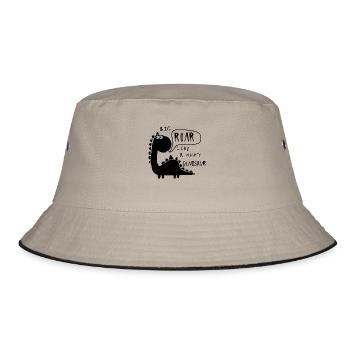 Big roar Dinosaurier - Bucket Hat - Khaki/Schwarz - Vorne
