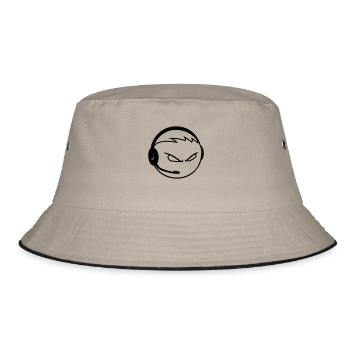 nerd gamer headset geek gamble playing computer kr - Bucket Hat - khaki/black - Front