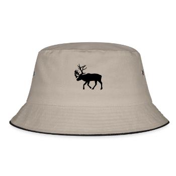 caribou - rentier - ren - weihnachten - Bucket Hat - Khaki/Schwarz - Vorne
