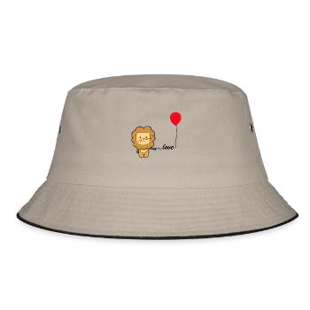 Löwe Liebe Kinder König Lion love Geschenk - Bucket Hat - Khaki/Schwarz - Vorne