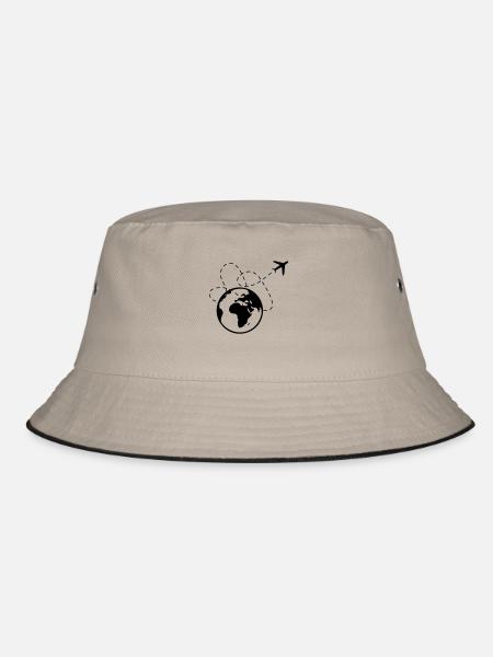earth planet travel - Bucket Hat - Khaki/Schwarz - Vorne