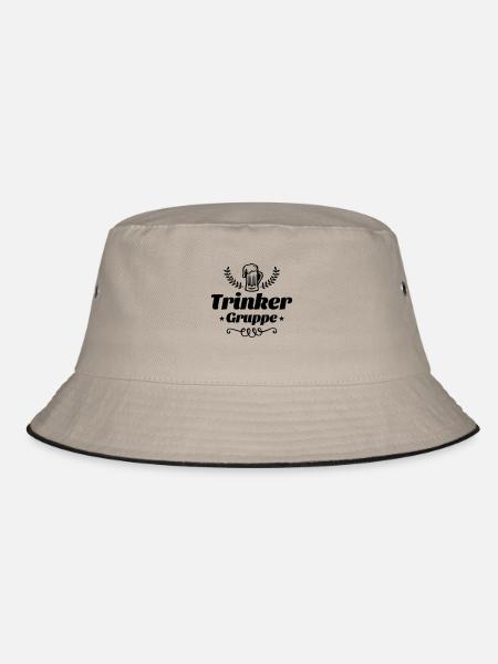 trinker gruppe bier - Bucket Hat - Khaki/Schwarz - Vorne