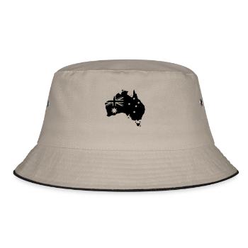 australia map design - Bucket Hat - Khaki/Schwarz - Vorne
