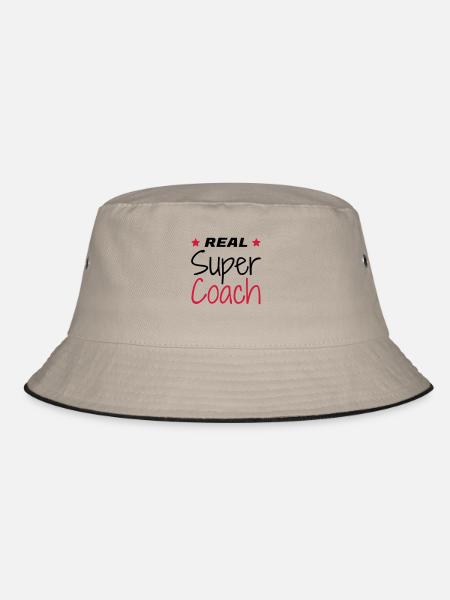 Coach Coaching Trainer Sport Entraineur Team - Bucket Hat - khaki/black - Front