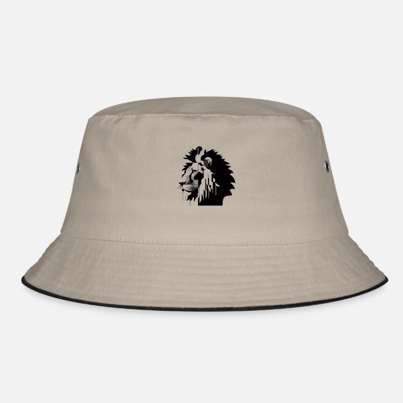 Geometrischer Löwe - Bucket Hat - Khaki/Schwarz