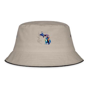 Michigan (United States) | Real Flag | Flag Map Script - Bucket Hat - khaki/black - Front