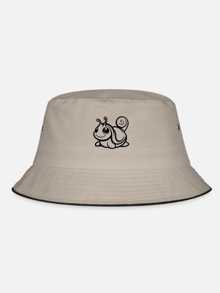 schnecke comic - Bucket Hat - Khaki/Schwarz - Vorne