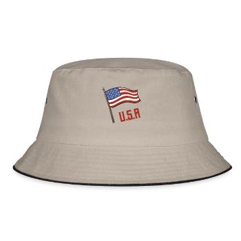 USA Fahne - Bucket Hat - Khaki/Schwarz - Vorne