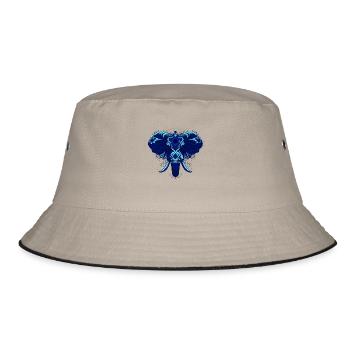 Tier Elefant Blau - Bucket Hat - Khaki/Schwarz - Vorne