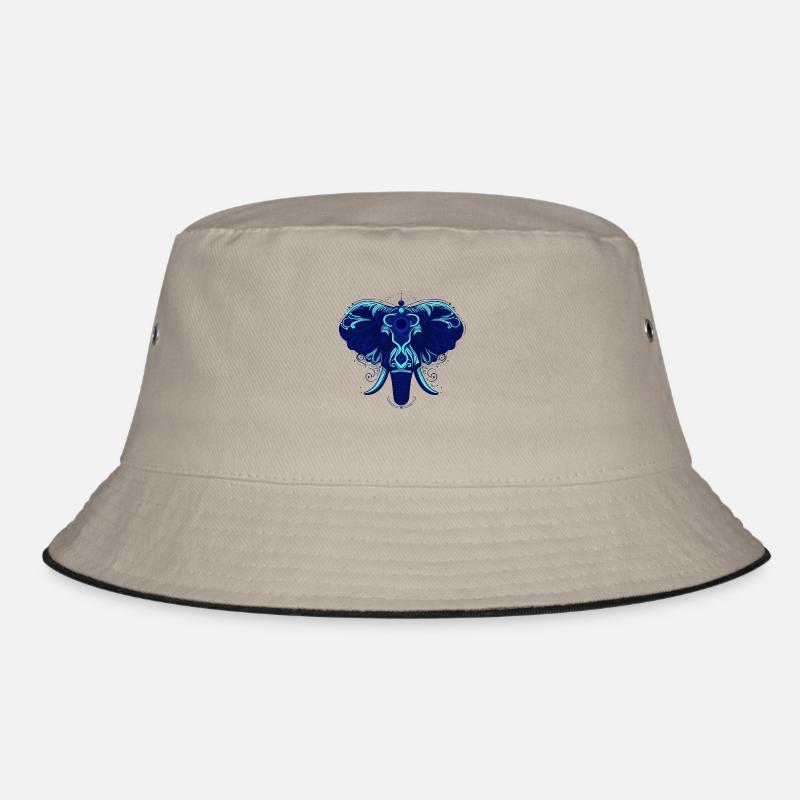 Tier Elefant Blau - Bucket Hat - Khaki/Schwarz