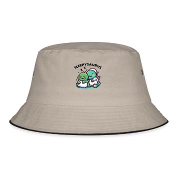 Sleepysaurus Offizielles Schlafoutfit Schlafshirt - Bucket Hat - Khaki/Schwarz - Vorne