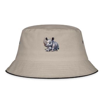 Rhinoceros mother with child - Bucket Hat - khaki/black - Front
