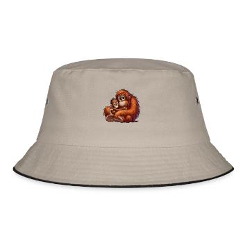 Orangutan mother with child - Bucket Hat - khaki/black - Front
