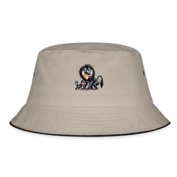 Mandrill Mutter und Kind - Bucket Hat - Khaki/Schwarz - Vorne
