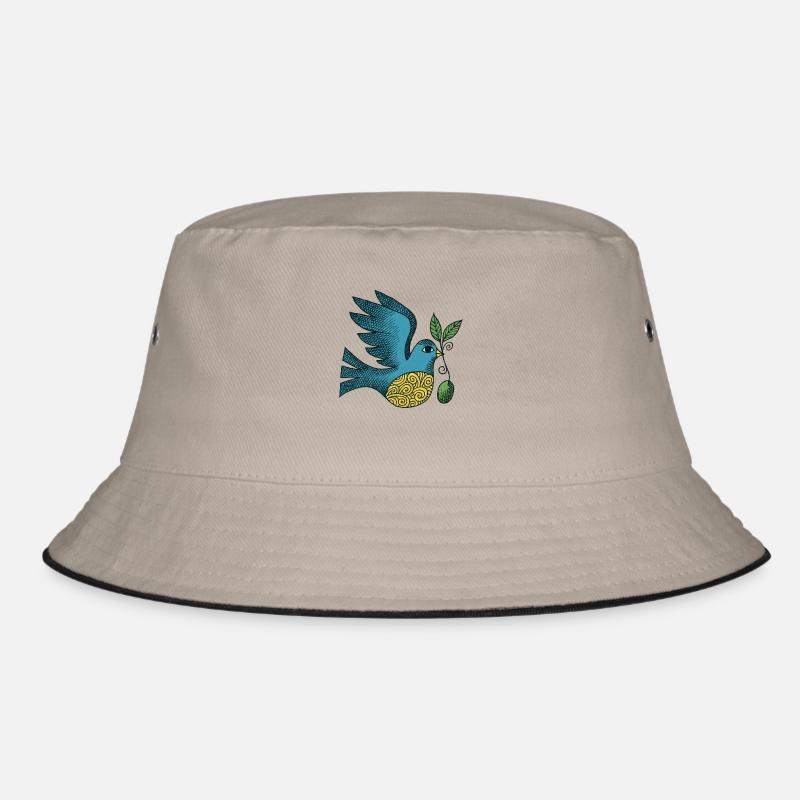 Retro Friedenstaube - Bucket Hat - Khaki/Schwarz
