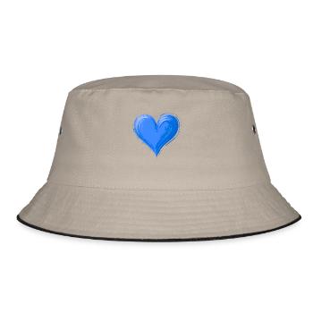 Coeur bleu peint à la main - Bob - kaki/noir - Devant