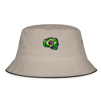 Brazil Flag Hand Fist Used - Bucket Hat - khaki/black - Front