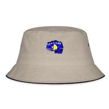 Kosovo flag hand fist used - Bucket Hat - khaki/black - Front
