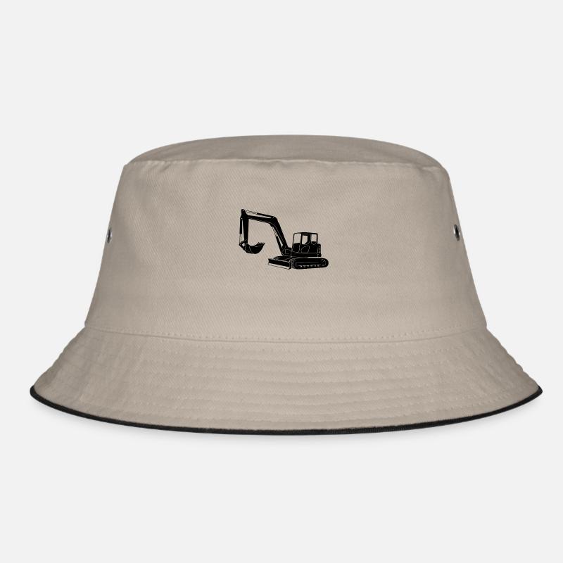 Excavator Driver Silhouette - Construction Equipment Operator Bucket Hat