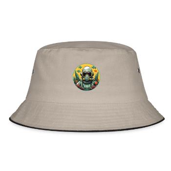 Taucherhelm mit Fischen auf dem Meeresgrund - Bucket Hat - Khaki/Schwarz - Vorne