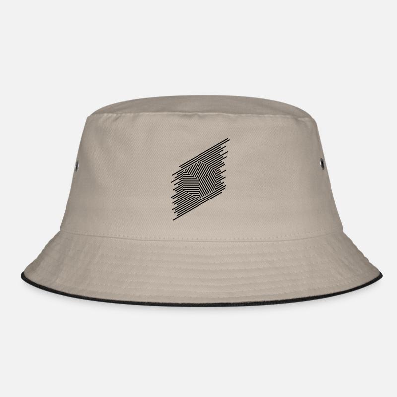 Quader Linien - Bucket Hat - Khaki/Schwarz