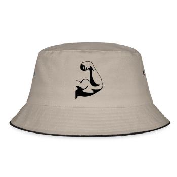 biceps fist - Bucket Hat - Khaki/Schwarz - Vorne