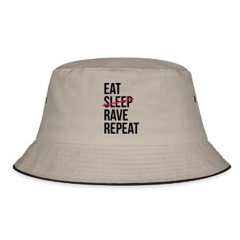 Eat Rave Repeat - Bucket Hat - Khaki/Schwarz - Vorne