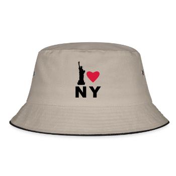 Ich liebe new york - Bucket Hat - Khaki/Schwarz - Vorne