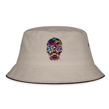 Tête de mort mexicaine couleur - Bob - kaki/noir - Devant