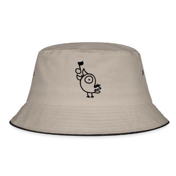 Screaming Bird - line - Bucket Hat - khaki/black - Front