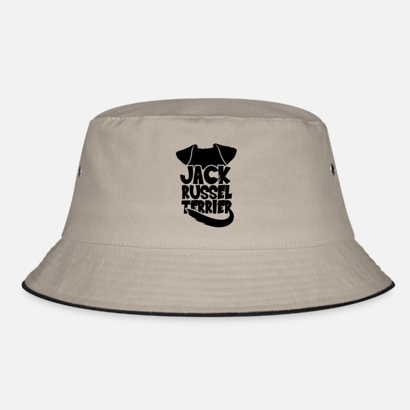 Jack Russel Terrier Silhouette - Schwarz - Bucket Hat - Khaki/Schwarz