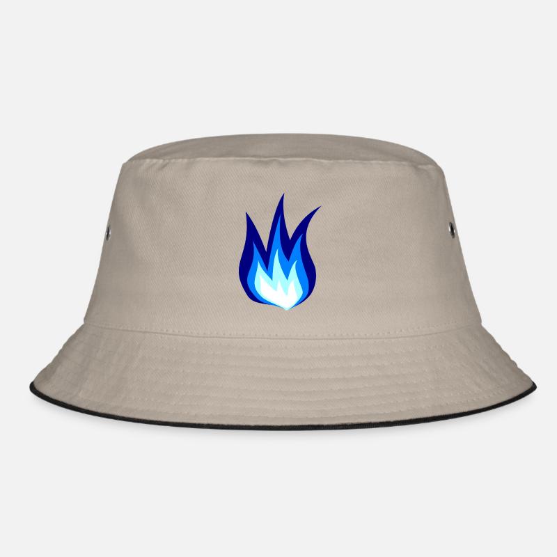 Blue Fire Flames - Bucket Hat - khaki/black