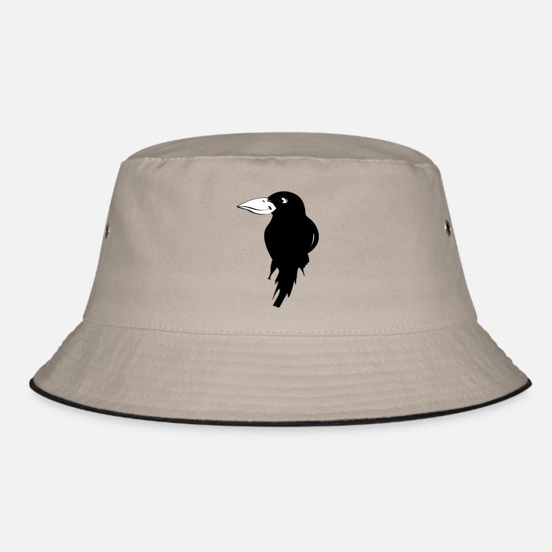 Schwarzer Rabe mit freundlichem Gesicht. - Bucket Hat - Khaki/Schwarz