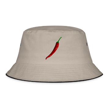 Chili,Pfeffer,scharf - Bucket Hat - Khaki/Schwarz - Vorne