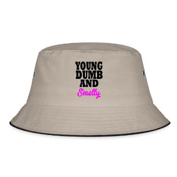 young dumb and smelly - Bucket Hat - Khaki/Schwarz - Vorne