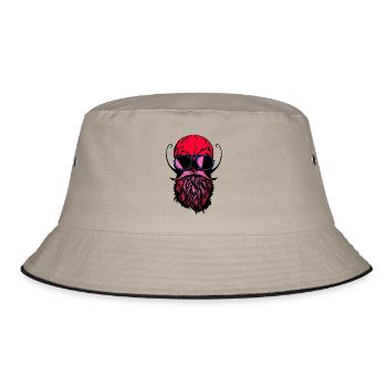 head of death skull hipster crane beard bearded mustache - Bucket Hat - khaki/black - Front