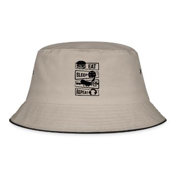 Eat Sleep Fly Repeat - Aircraft Pilot Airman Flight - Bucket Hat - khaki/black - Front