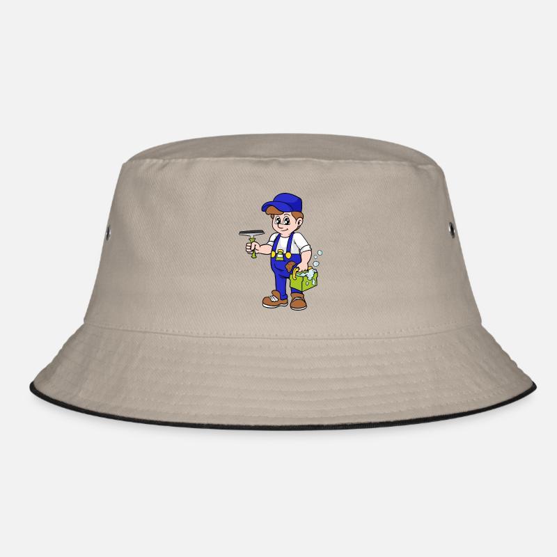 Gebäudereiniger Fensterputzer - Bucket Hat - Khaki/Schwarz