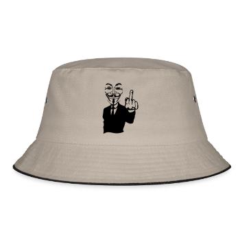 anonymen Maske Maske fuck6 Hand in Hand zusammen - Bucket Hat - Khaki/Schwarz - Vorne