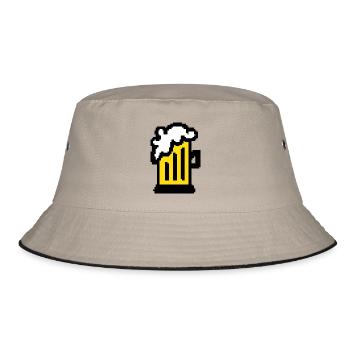 Beer Pixel Art - Bucket Hat - khaki/black - Front