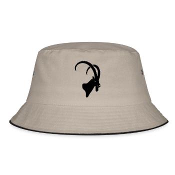 ibex capricorn alpine the alps bavaria mountains - Bucket Hat - khaki/black - Front