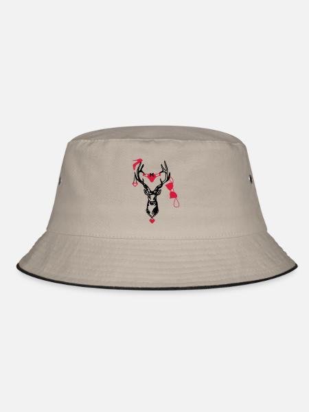 Wiesn Hirsch / / Junggesellenabschied - Bucket Hat - Khaki/Schwarz - Vorne