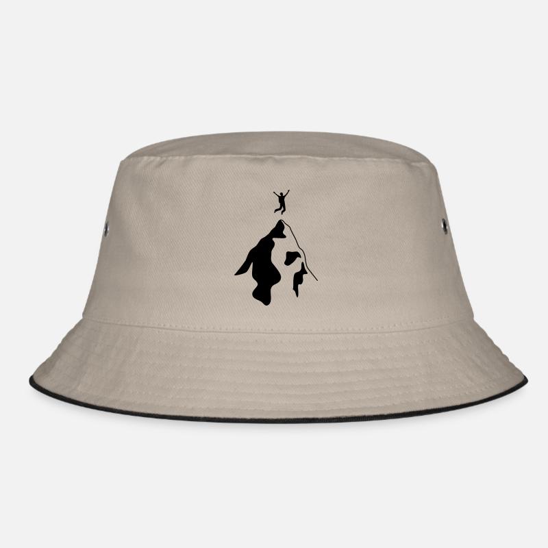 Bergsteiger erreicht Gipfel - Bucket Hat - Khaki/Schwarz