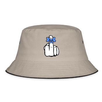 Hand Fuck You! Mittelfinger! süß cool Symbol - Bucket Hat - Khaki/Schwarz - Vorne