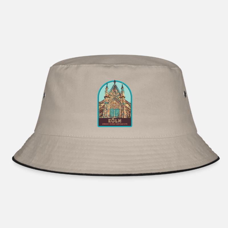 Illustration Facade Cathedral Cologne, Germany Bucket Hat