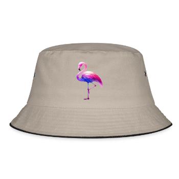 Rosa Flamingo - Bucket Hat - Khaki/Schwarz - Vorne